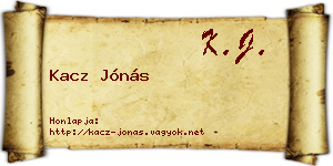 Kacz Jónás névjegykártya